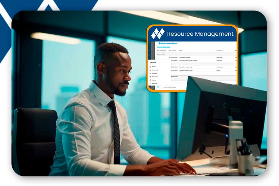 A person doing complete resource management through neptune's software.